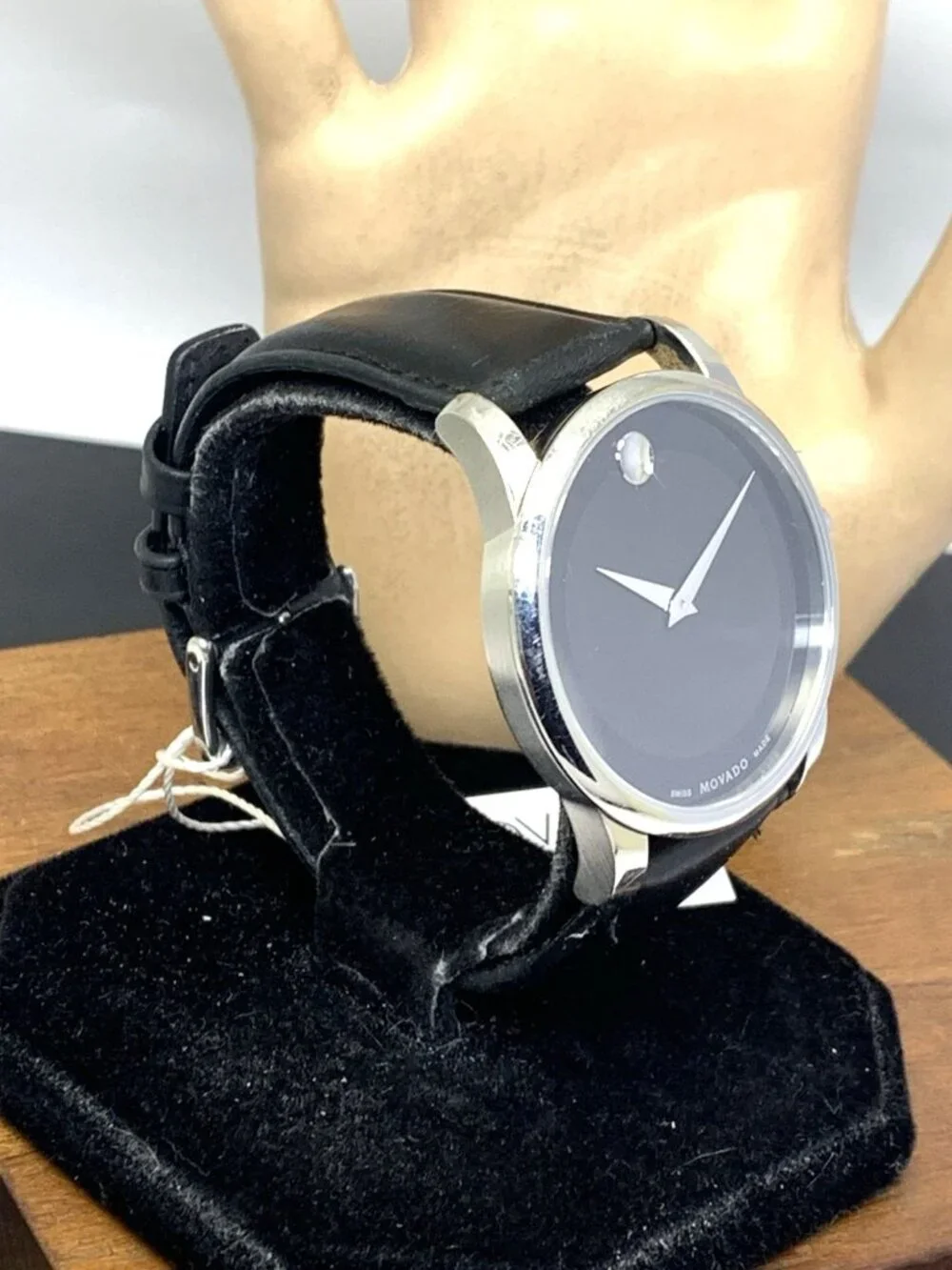 Movado Men's Watch 0606502 Museum Swiss Quartz Black Dial Leather Band 40mm